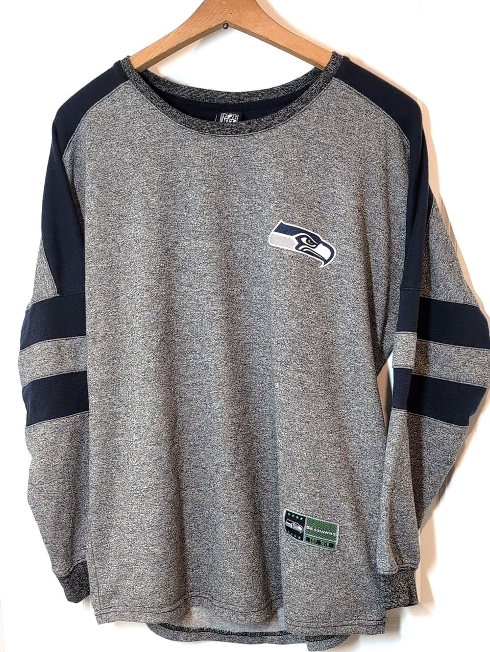 NFL Seattle Seahawks Gray & Navy Crewneck Sweatshirt